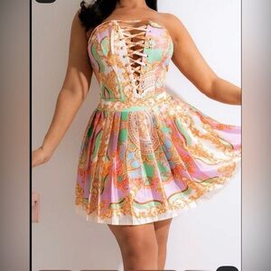 Vibrant Lace-Up corset and skirt set